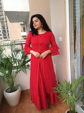 Red Georgette Skirt Dress